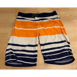 sz 16 Jcrew Original Crewcuts Swimwear boys swimtrucks shorts Navy Orange Stripe